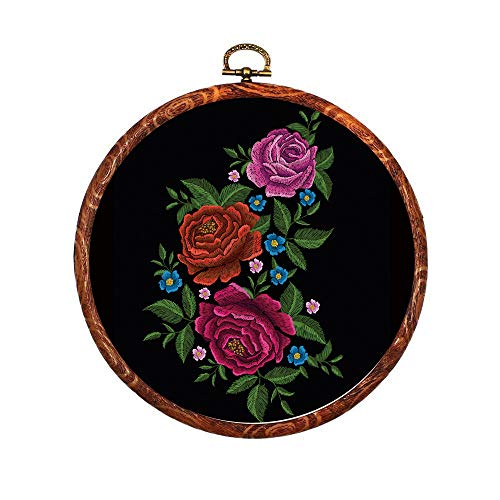 Esoes Embroidery Frames, 2 Pieces Embroidery Hoop Ring Plastic Cross Stitch Hoops Set Imitated Wood Display Frame Circle and Oval Embroidery Kits for Art Craft Sewing and Hanging (A)