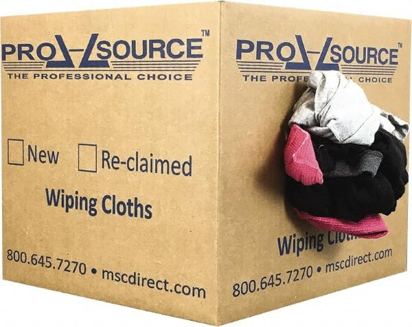 Low Lint Reclaimed Cotton Shop Rags, Washable Reusable Disposable (25 lb Box)