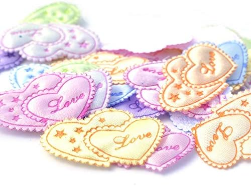 Patches 40Pcs Mixed Heart Shape Laciness Cloth Pads Patches Applique for Craft Clothes Wedding DIY Decoration 23x33mm Clothing Repair Decoration Patches