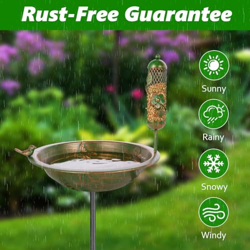 VEWOGARDEN-47-Inch-Standing-Metal-Bird-Bath-Stake-with-Birdfeeder-Outdoor-Garden-Birdbath-for-Outside-Patio-Yard-Lawn-Decor VEWOGARDEN 47 Inch Standing Metal Bird Bath Stake with Birdfeeder Outdoor Garden Birdbath for Outside Patio Yard Lawn Decor