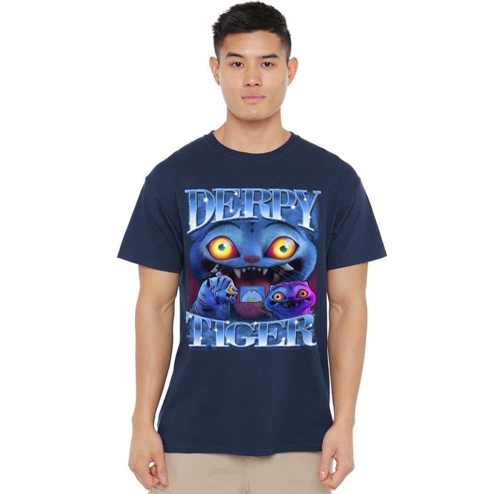 K-Pop Demon Hunters - Derpy Tiger Bootleg Unisex T Shirt, Navy, Large
