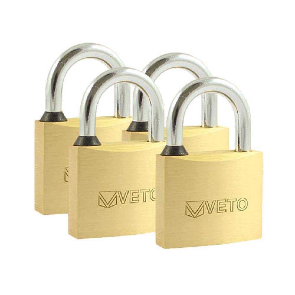 TIMCO Vorhängeschlösser aus Messing, gleich, 40 mm, Gold, 4 Vorhängeschlösser, ein langlebiges, mittelgroßes Sicherheitsvorhängeschloss für eine Vielzahl von Anwendungen.
