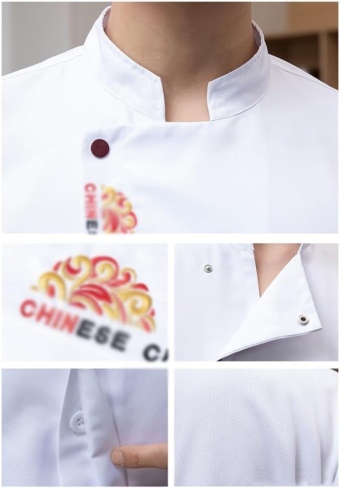 Chef Coat Jacket for Men Women Unisex Hotel Restaurant Kitchen Button Chef Uniform Comfortable Lightweight