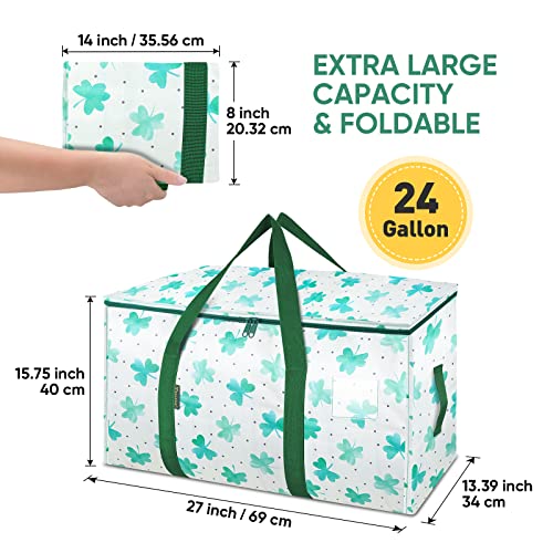 Image of BALEINE 2-Pack Oversized Moving Bags with Reinforced Handles, Heavy-Duty Storage Tote for Clothes, Moving Supplies (Clover, 2-Pack)