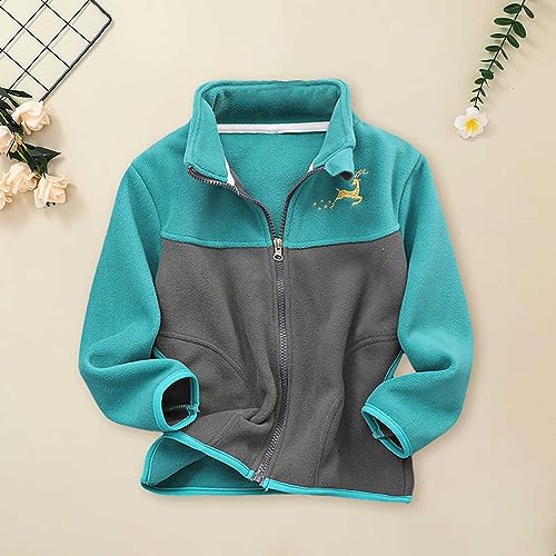 Kids Girl's Polar Fleece Full-Zip Mock Jacket Boy's Color Block Sweatshirt Jacket Fall Windproof Coat Winter Outwear2