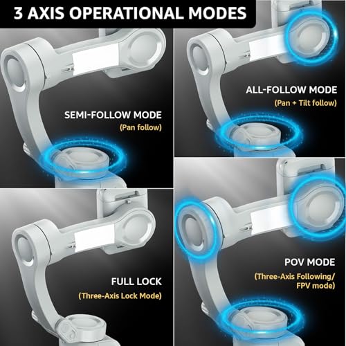 Image of Amazon Basics 3-Axis Smartphone Gimbal Stabilizer with AI Face&Body Tracking|Foldable Design |Adjustable Fill Light| 8 Hr Battery| iPhone, Android Compatible| Perfect for travel /vlogging,Grey (AB-M01)