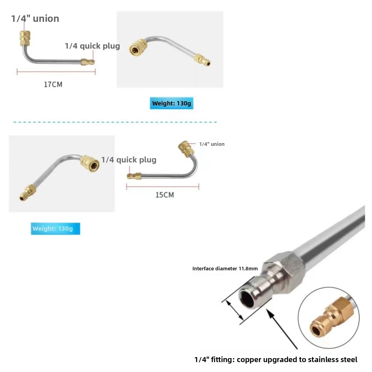 ressure - Set di bacchetta di estensione per rondella 10 in 1, lancia telescopica con attacco rapido da 0,6 cm, compatibile con 4000 psi, include bacchetta curva per lavaggio auto, condizionatore