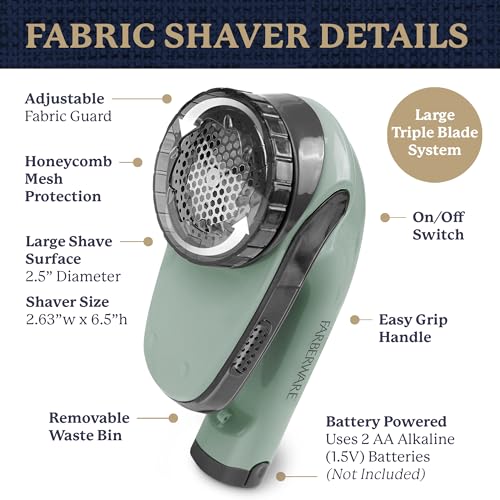 Image of Farberware Fabric Shaver & Lint Remover for Clothing, Large, Triple Blade