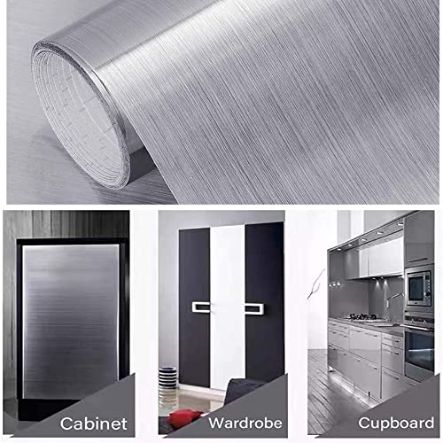 Yancorp 16" X 120" Silver Contact Paper Stainless Steel Contact Paper Peel And Stick On Removable Countertop Self-Adhesive Kitchen Fridge Liner Covers (15.7"X120") #TOP3