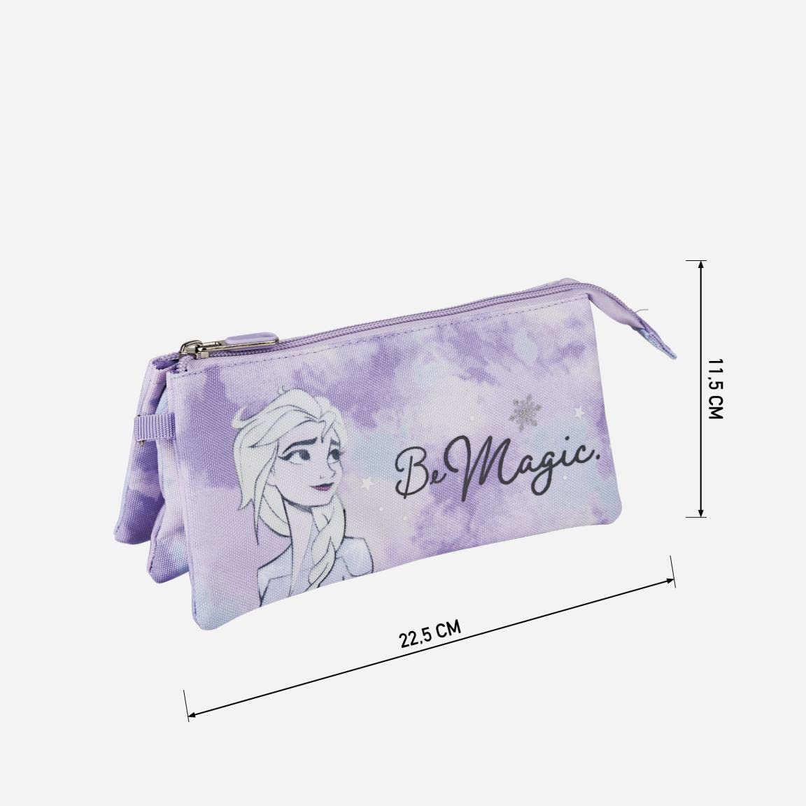Cerda Disney Frozen Triple Compartment School Pencil Case with Zip Closure for Kids, Violet - Frozen - Image 4