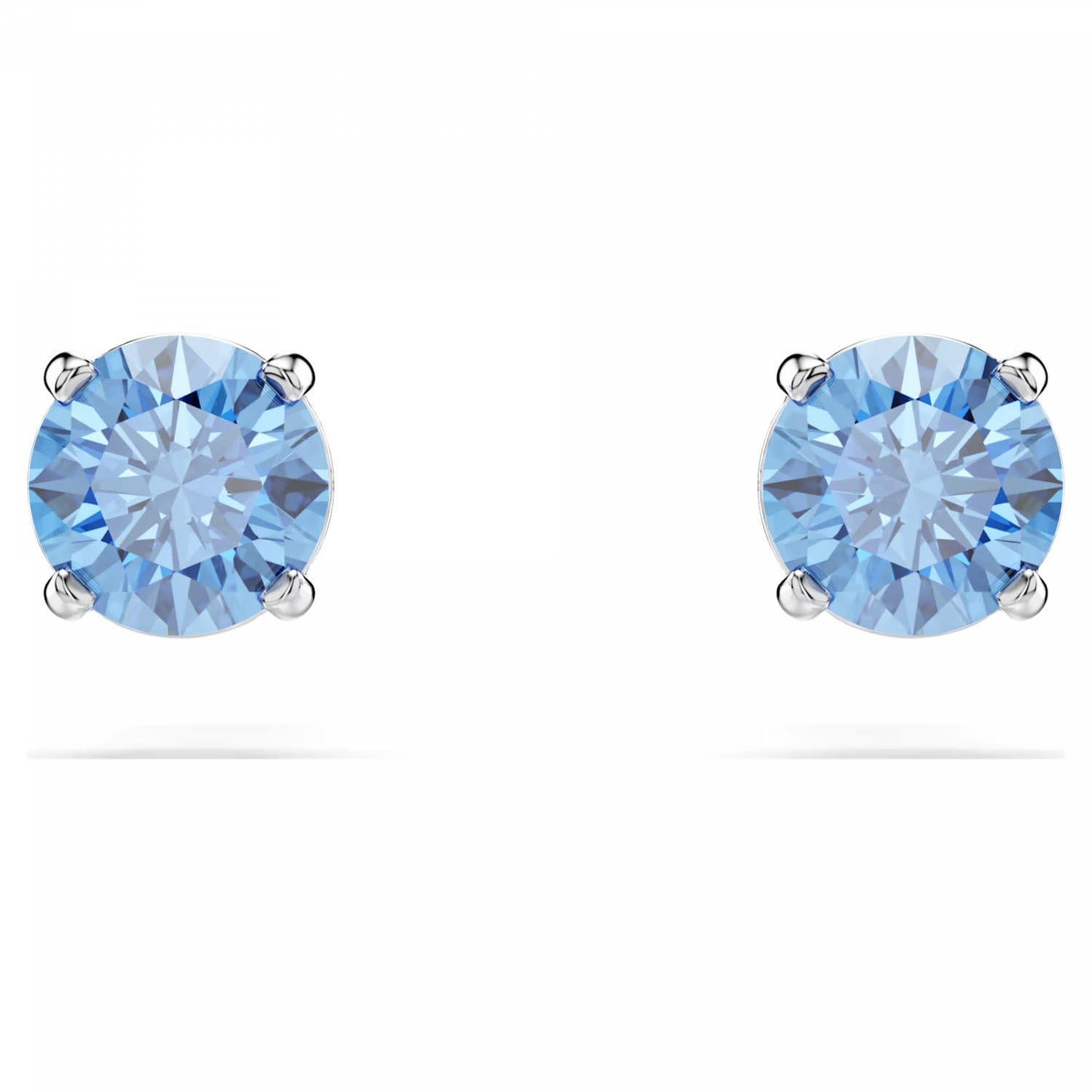 Swarovski Stilla Attract Rhodium Plated Round Blue Zirconia Stud Earrings 5734250