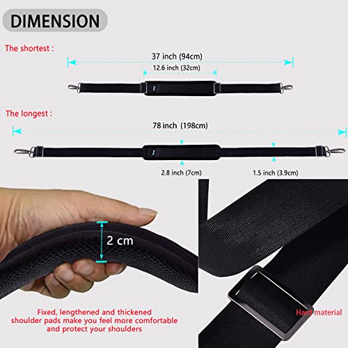 Image of ZINZ Shoulder Strap 78 inch Universal Bag Strap with Ultra-thick Fixed Padded and Dual Balanced Adjustable Buckles for Briefcase, Travel Bag, Laptop Bag, Crossbody bag - Black