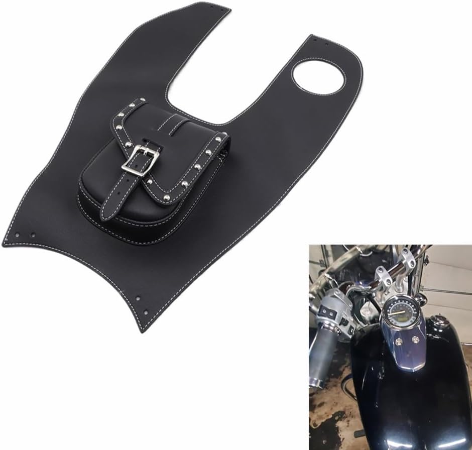 Motorcycle Black Artificial Leather Tank Cap Panel Bag For Honda Shadow Spirit 750 VT750C2 2007-2014