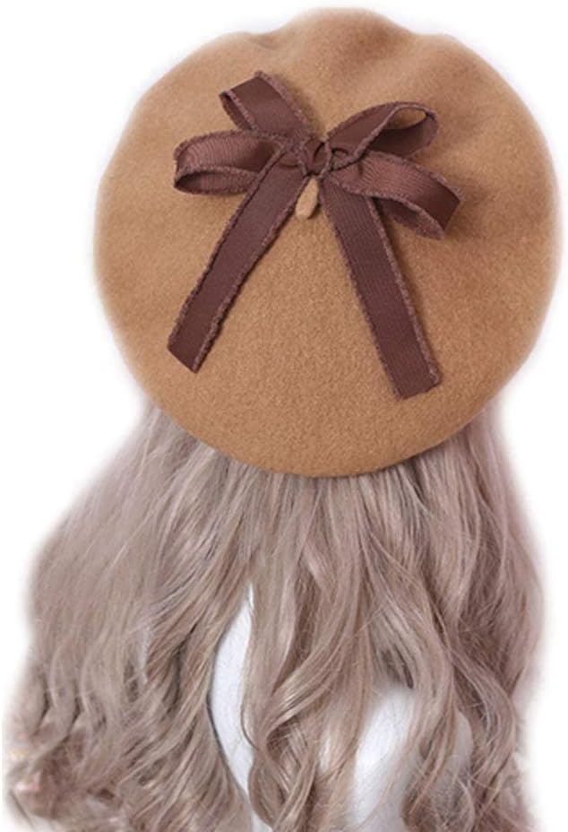 BLESSI Women's Cute Lolita Beret Cap Painter Hat Sweet Hat Bowknot Beanie