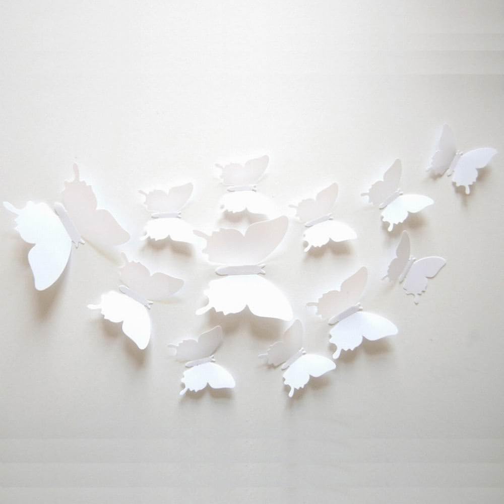 GRC[TM] 3D White Butterfly Wall Decor Home Decal Sticker Art Room Removable 3d Mural Stickers Diy Butterfly Design