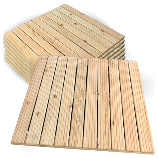 holz4home® Holzfliese Kiefernholz 95x95 cm I Terrassenfliese aus Holz I Terrassendiele Aussen I Rutschfest Geriffelt I Bodenfliese Terrasse Balkon Garten
