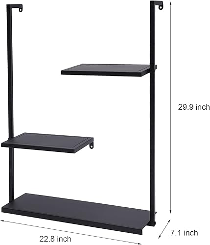 Miniatura 2 de Gdrasuya10 Estantes de pared de tubería industrial, estantes flotantes de metal de 3 capas, estantería montada en la pared para cocina, baño