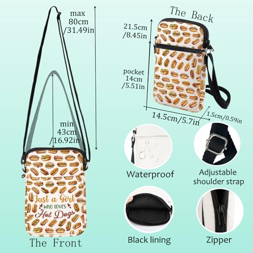 LEVLO Hot Dogs Crossbody Bag Food Lover Gift Just A Girl Who Loves Hot Dogs Shoulder Bag Hot Dogs Lover Merchandise2