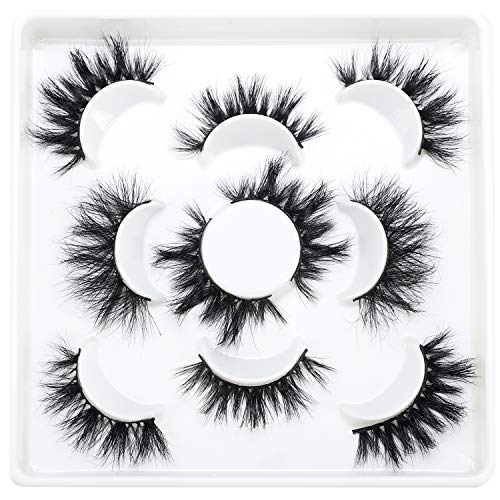 25mm 3D Mink Lashes 5 Styles Fluffy 20mm Mink Lashes Strip False Eyelashes Natural 3D Mink Lashes Pack Mink Eyelashes Whosesale (SK-57mix)…