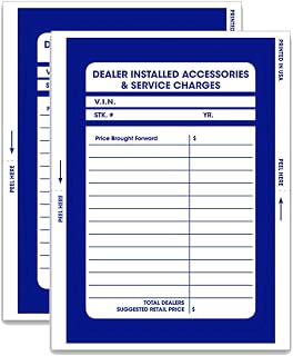 Pre-Printed Dealer Add On Sticker - 4.5" x 6" Self-Adhesive Window Display Visible from Vehicle Exterior - Single-Part Design for Easy Installation - Pack of 500