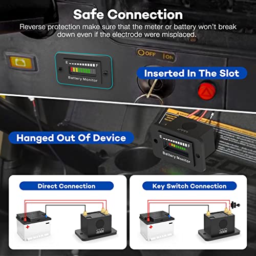 Image of 12V 24V 36V 48V 60V 72V LED Battery Monitor Meter Battery Fuel Gauge Indicator ELMCONFIG BM210 Lead-Acid&Lithium ion Battery Tester for Golf CART Yamaha Club CAR EZGO Stacking Machine Motorcycle