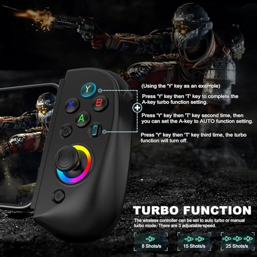 Image of BSP D8 Mobile Wireless Gaming Controller Gamepad for iPad /Tablet[Within 5-10 inch] with RGB Hall Effect Joystick /Turbo /6-Axis Gyro /Vibration /Support Streaming /Cloud Gaming for iPhone /Android /PC /Switch /PS4
