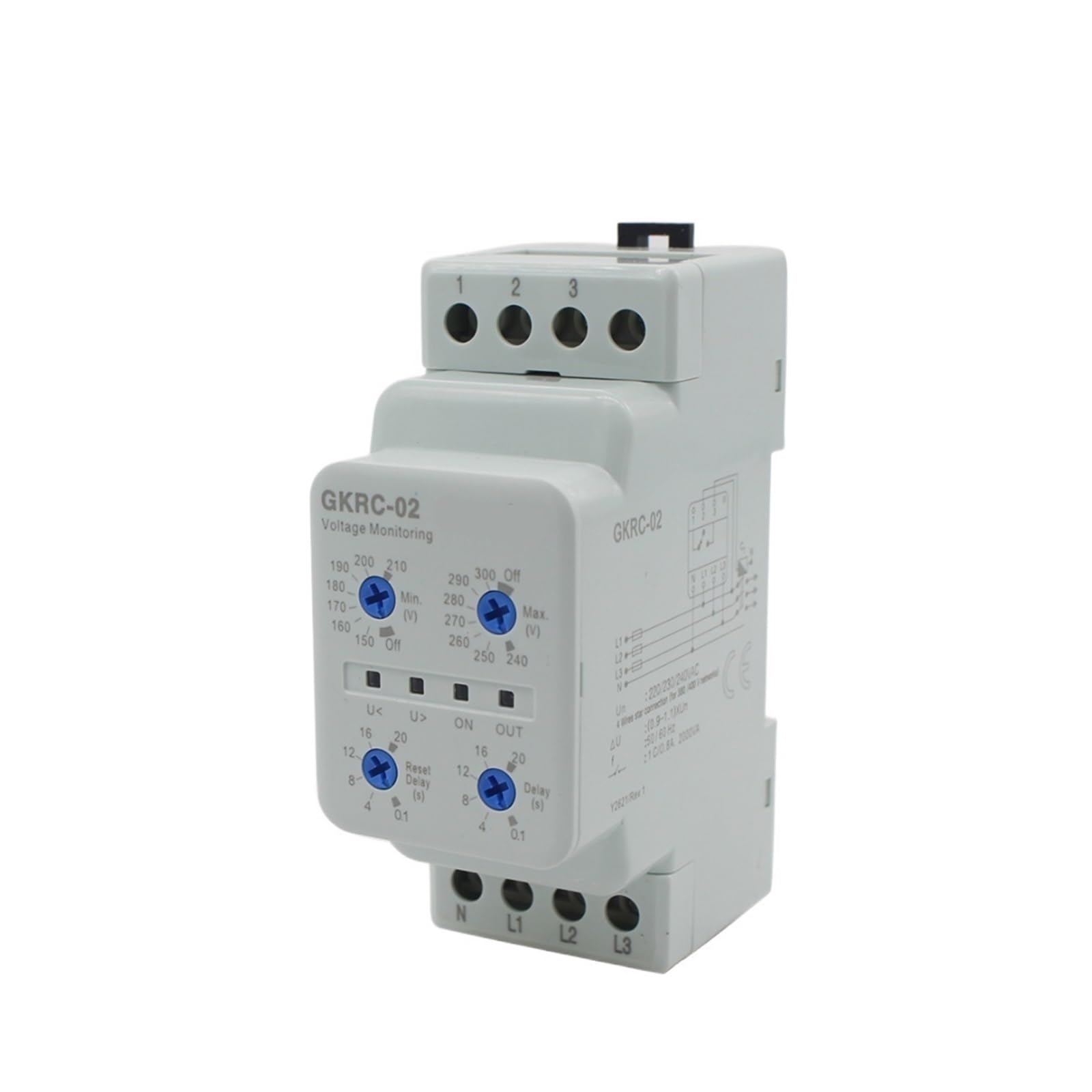 DEBLAN Relé de Dispositivo AC GKRC-02 relé de protección de Falla de Fase con relé de monitoreo de Voltaje Sellado de Cuatro Cables trifásico de Baja Potencia