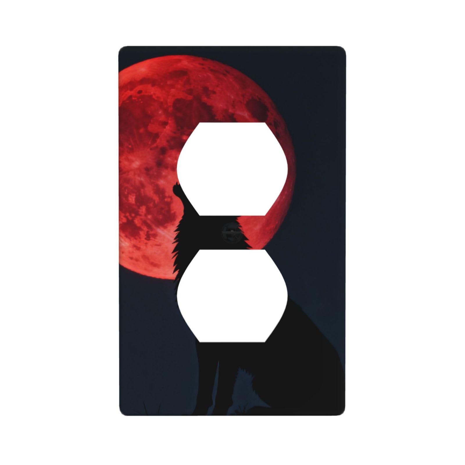 Blood Moon Wolf Decorative Switch Plate Cover-Unbreakable Polycarbonate Wall Plate for Home Office, 1 Gang with Screws