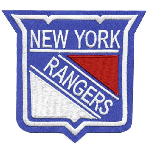 Rangers Primary Team Sleeve Logo Hockey Embroidered Jersey Patch, 3.75 x 4 inches, Blue Red and White