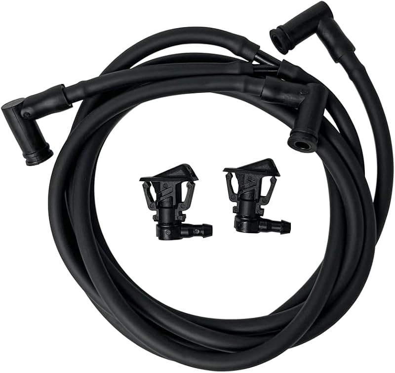 Kit de bicos esguichadores e mangueira do lavador de para-brisa QFISH para Wrangler JK JKU 2013–2019 – 3 peças