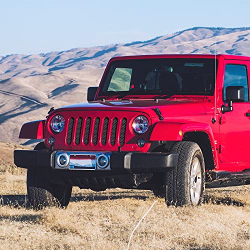 Image of AggAuto Grille Mesh for Jeep Wrangler JK JKU 2007-2018, Honeycomb Hole | Aluminum Metal Front Grille Insert Grid Fit for Wrangler Accessories Black
