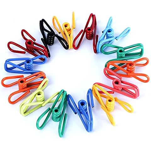 Riveda 30 Pack Assorted Chip Bag Clips Utility - PVC 2 Inch Coated Colorful Sealer for Sealing Food - Paper Holder, Clothesline Clip for Laundry Hanging, Kitchen Bags, Multipurpose Clothes Pins Cover