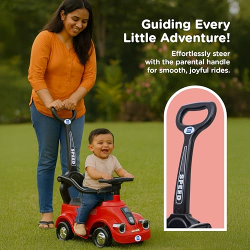 Image of Mee Mee Swift Cruze Baby Ride-On Car - Safe, Fun, and Interactive Ride-On Toy for Kids Aged 1-3 Years with Music, Lights, and Storage (Red)