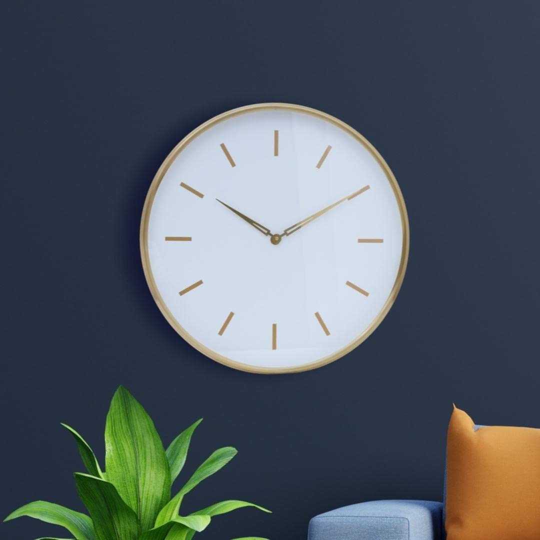 Ragasa Premium Classic Timeless Wall Clock Livingroom Bedroom Hall Office Kitchen Decorative Wall Clock (White and Gold)