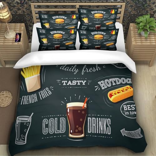 Housse de couette douce et confortable motif fast-food