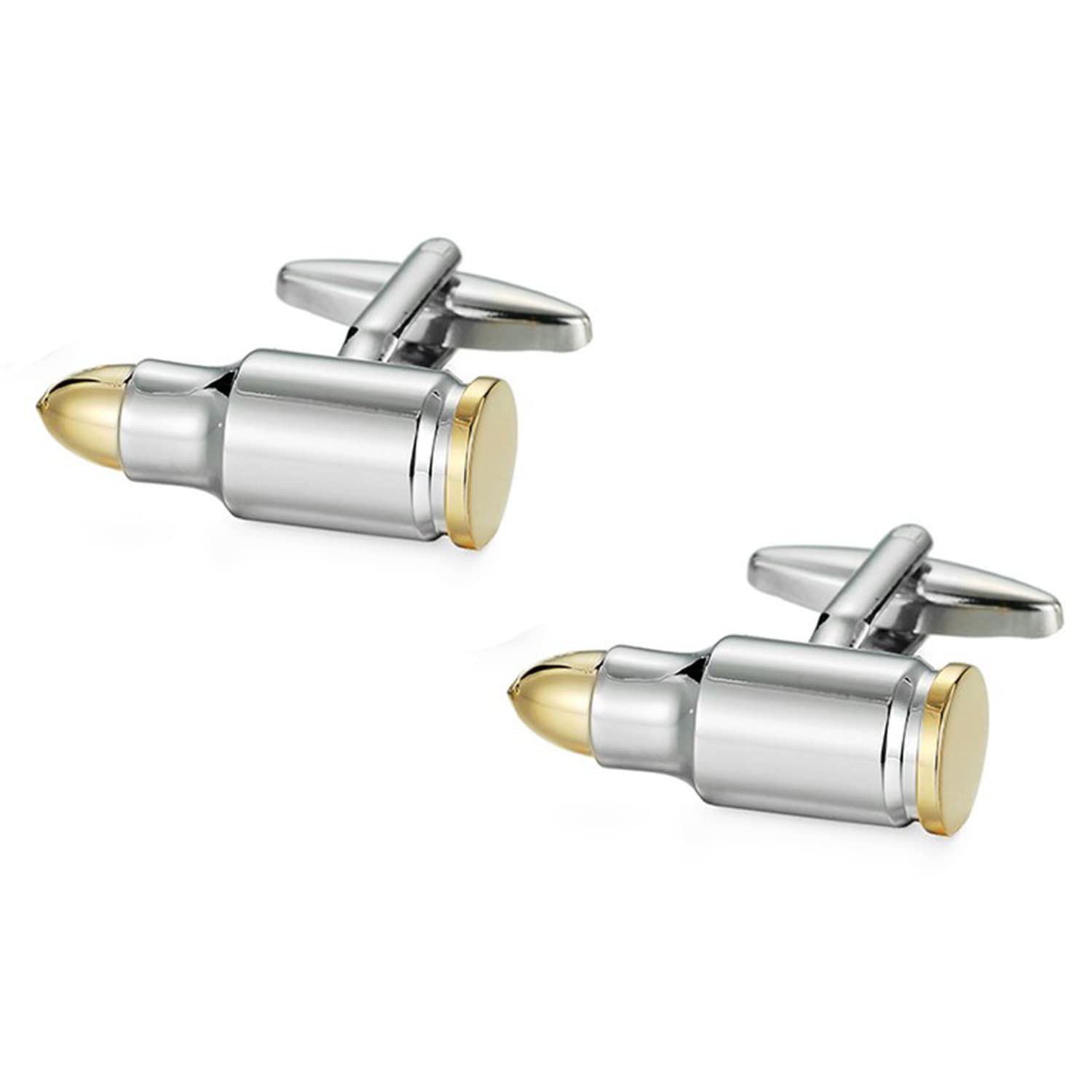 Peora Silver Plated Bullet Design Cufflinks Set Stylish Accessories for Men & Boys Wedding Business Gift (PX9CL106) (B0BX3YH6CG) Amazon Price History, Amazon Price Tracker