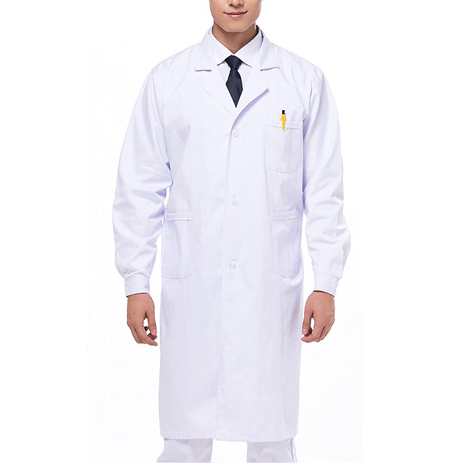 Générique Blouse Blanche Chimie Femme Homme Blouse Chimie Lycee Coton Laboratoire Collège Physique Manche Longue Médicale Scientifique avec Poche pour Étudiant Hospital