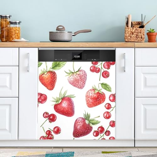 Cubierta magnética para lavavajillas, 58,42 x 66,04 cm, cubierta magnética para puerta de lavavajillas, panel decorativo para armario de cocina, nevera, lavadora, fresa