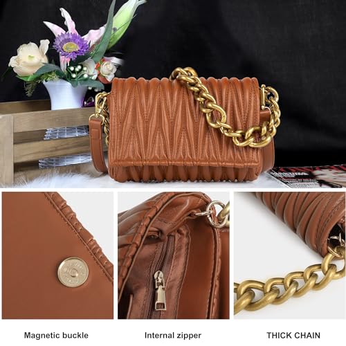 Image of Montana West Quilted Small Shoulder Bag for Women Y2K Trendy Cute Clutch Underarm Purse with 2 Removable Straps