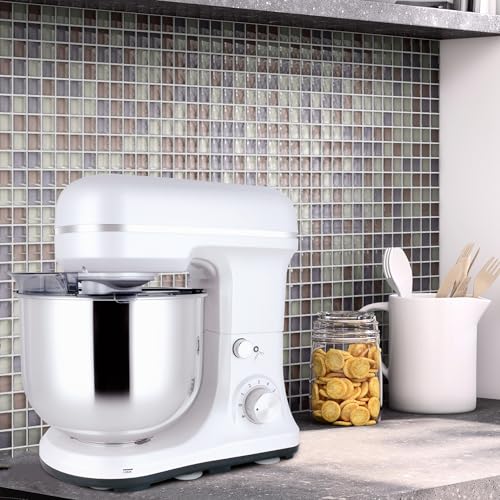 MURENKING Stand Mixer 5-QT, 6+P Speed Tilt-Head Food Mixer 300W Dough Mixer with Stainless Steel Bowl,Dough Hook,Flat Beater&Whisk Electric Kitchen Mixer for Household Baking, Anti-Slip(Pearl White) by murenking - Used condition - Image 7