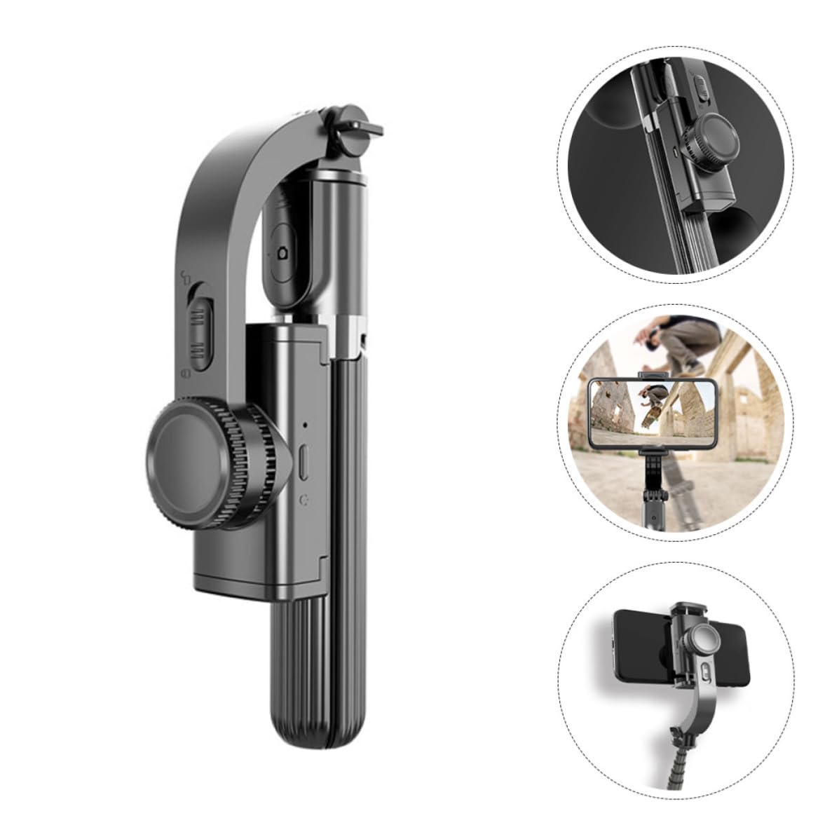 Stabilizzatore per Telefono Treppiede Selfie, Nero, Abs, 450mah