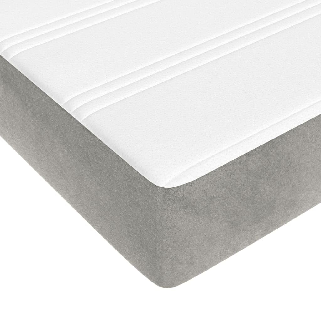 Materasso a molle insacchettate medio, grigio chiaro, 160 x 200 x 20 cm, rivestimento in velluto, con anima in schiuma fredda, elastico a punti, traspirante, per la schiena e letto