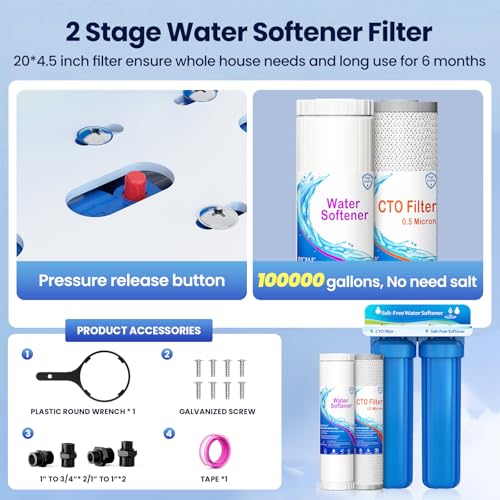 Whole House Salt Free Water Softener, Prevent Water Scale, Salt-Free Water Filter System, Salt-Free Water Softener Alternative, Without Salt and No Waste Water, Protect Appliances, 1" FNPT by XINSHUO - Image 7