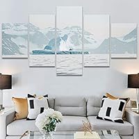 SIGNWIN 5 Panel Canvas Wall Art Modern Art Aerial Contemporary Cool Dramatic Multicolor Nature Photography Snow for Home Decorations Ready to Hang - 60