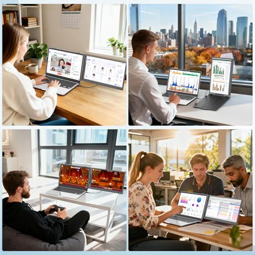 Image of Teamgee 14 Inch Laptop Screen Extender, 1080P FHD Laptop Monitor Extender, Portable Monitor for Laptops 13-17.3 inch with USB-C /HDMI Port, Plug & Play for Windows /Mac /Android /Switch /PS5