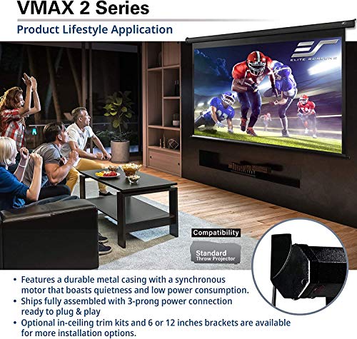 Elite Screens Vmax2, 100-Inch 16:9, Wall Ceiling Electric Motorized Drop Down Hd Projection Projector Screen, Vmax100Uwh2 #TOP3