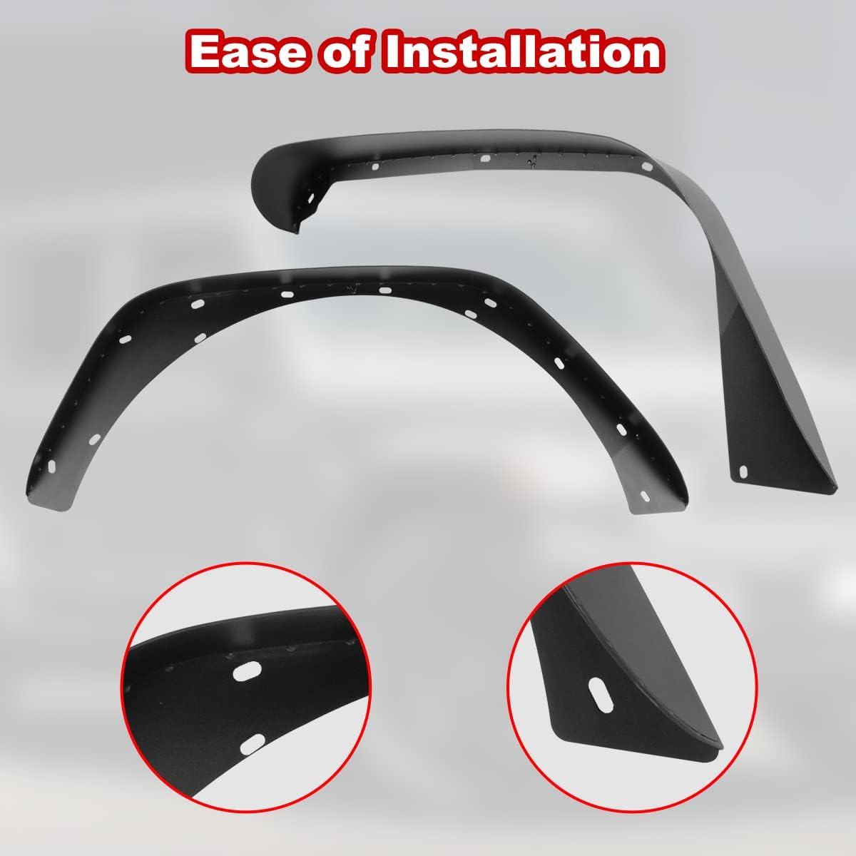 Front and Rear Fender Flares Fit for 2018-2025 Jeep Wrangler JL 2/4 Doors, 4PCS Heavy Duty Steel wheel flares Bolt on Wrangler, Fender Liners