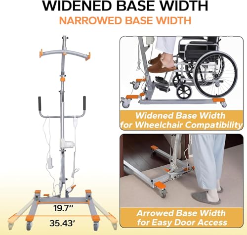 Image of Electric Patient Lift with Sling | 350LBS Capacity, Plug-in Powered, Full /Partial Paralysis Mobility Aid, Body Transfer Hoist for Home Care, Hospital