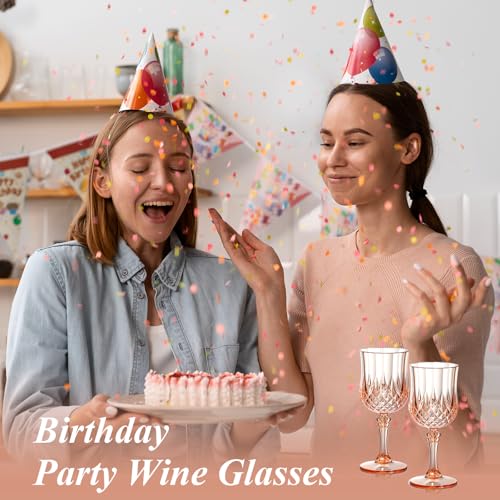 XUWAIDSGN 24 Pcs 7oz Plastic Vintage Wine Glasses Drinking Glasses Unbreakable Wedding Glassware Crystal Water Goblets Reusable Drinkware Vintage Champagne Flutes (24, Pink) XUWAIDSGN 24 Pcs 7oz Plastic Vintage Wine Glasses Drinking Glasses Unbreakable Wedding Glassware Crystal Water Goblets Reusable Drinkware Vintage Champagne Flutes (24, Pink) - Image 9