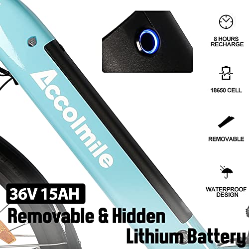 Accolmile 28 inch 700C dames Stads-Ebike met 250W M200 Koppel Middenmotor, Urban Trekking Elektrische Fiets Pedelec voor… - Afbeelding 6